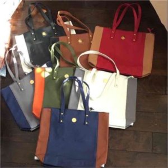 Joy Mangano genuine leather Tote Color: Gray/cream - Picture 7 of 7